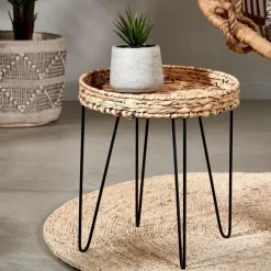 CASA AKELA Table D'appoint Noir, Naturel