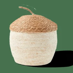 CASA ALVIN Panier De Rangement Avec Couvercle Brun, Naturel