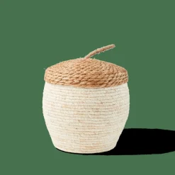 CASA ALVIN Panier De Rangement Avec Couvercle Brun, Naturel