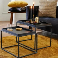 CASA APOLLO Table D'appoint Set De 2 Noir