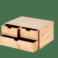 CASA BAMBOO Armoire De Rangement 3 Tiroirs Naturel