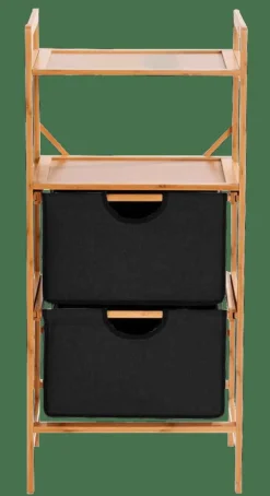 CASA BAMBOO Armoire à 2 Tiroirs Noir, Naturel