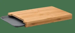 CASA BAMBOO Planche à Découper Avec Récipient Gris, Naturel