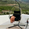 CASA BAZAI Chaise Suspendue Avec Support Noir