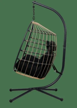 CASA BAZAI Chaise Suspendue Avec Support Noir