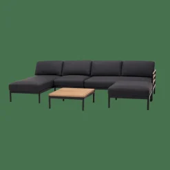 CASA HANNA Lounge Teck Banc Noir