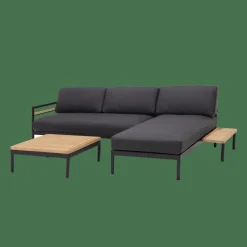 CASA HANNA Lounge Teck Table D'appoint Noir, Naturel