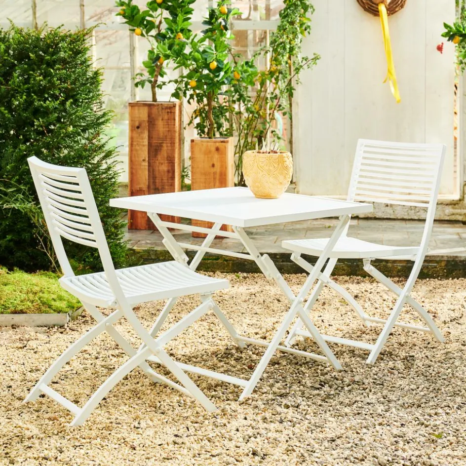 CASA JESSE Ensemble Bistrot Rectangulaire Blanc