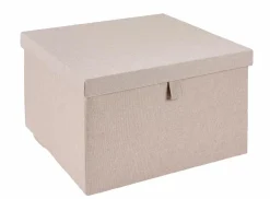 CASA LINOLUX Boîte De Rangement Avec Couvercle Beige