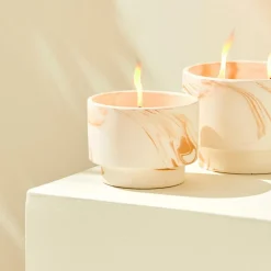 CASA MARBLE Bougie D'extérieur Blanc, Orange