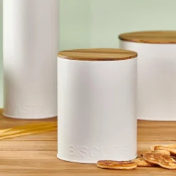 CASA NAGINI Boîte Conservation Pour Biscuits Blanc, Naturel