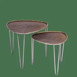 CASA OVO Tables D'appoint Set De 2 38X38X35CM/46.5X46.5X41CM Argent, Cuivre