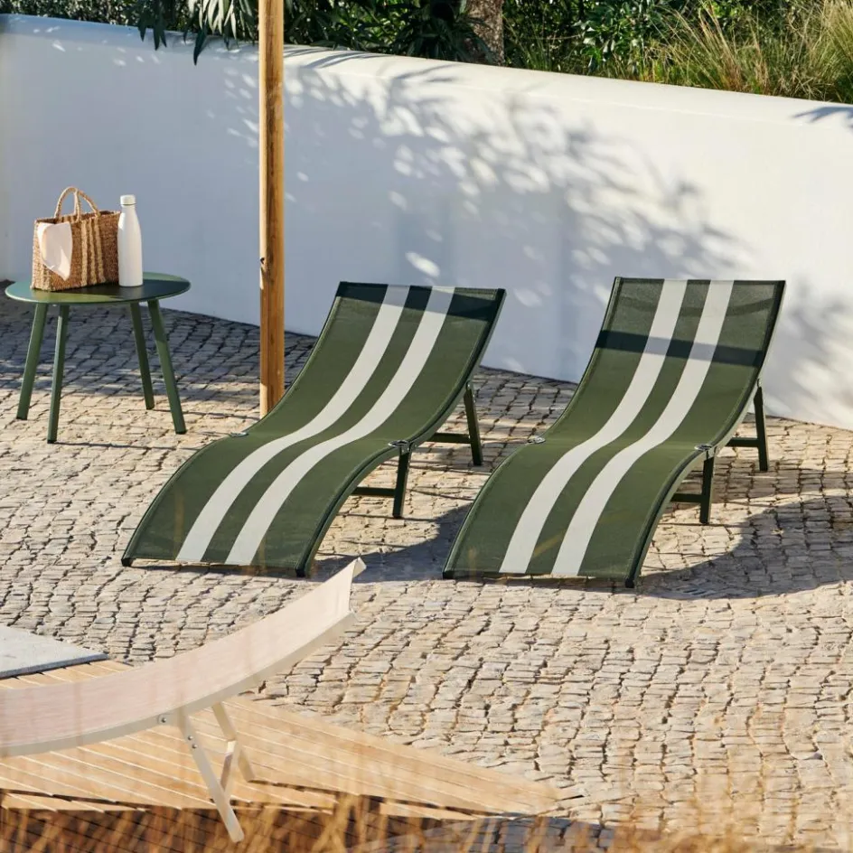 CASA SILVES Chaise Longue Set De 2 Kaki Ray