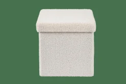 CASA STOR Pouf Pliable Avec Rangement Blanc