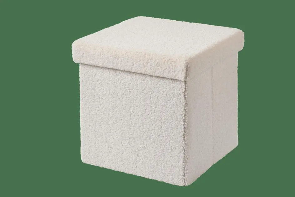 CASA STOR Pouf Pliable Avec Rangement Blanc