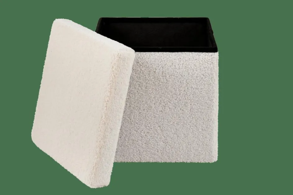 CASA STOR Pouf Pliable Avec Rangement Blanc