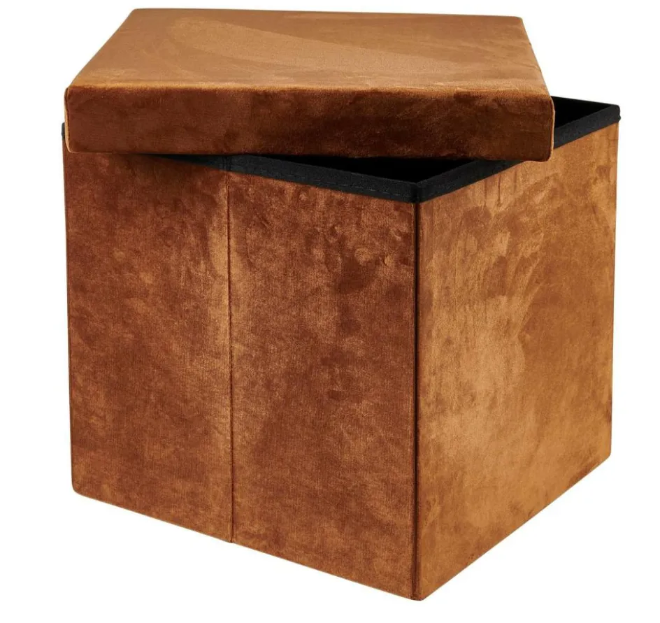 CASA STOR Pouf Pliable Avec Rangement Caramel