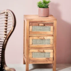 CASA TECK Armoire à 3 Tiroirs Naturel
