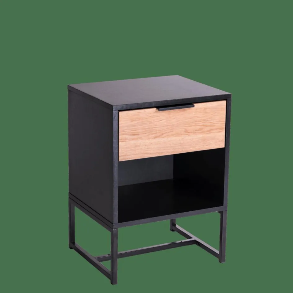 CASA TRENTON Table De Chevet Noir, Naturel