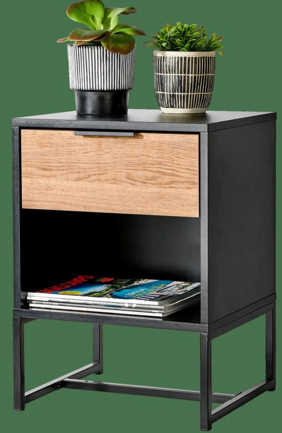 CASA TRENTON Table De Chevet Noir, Naturel