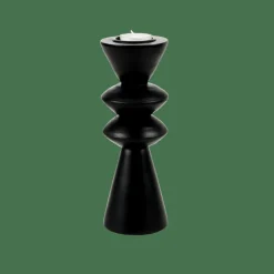 CASA ZIGZAG Support Bougie Chauffe-plat Noir